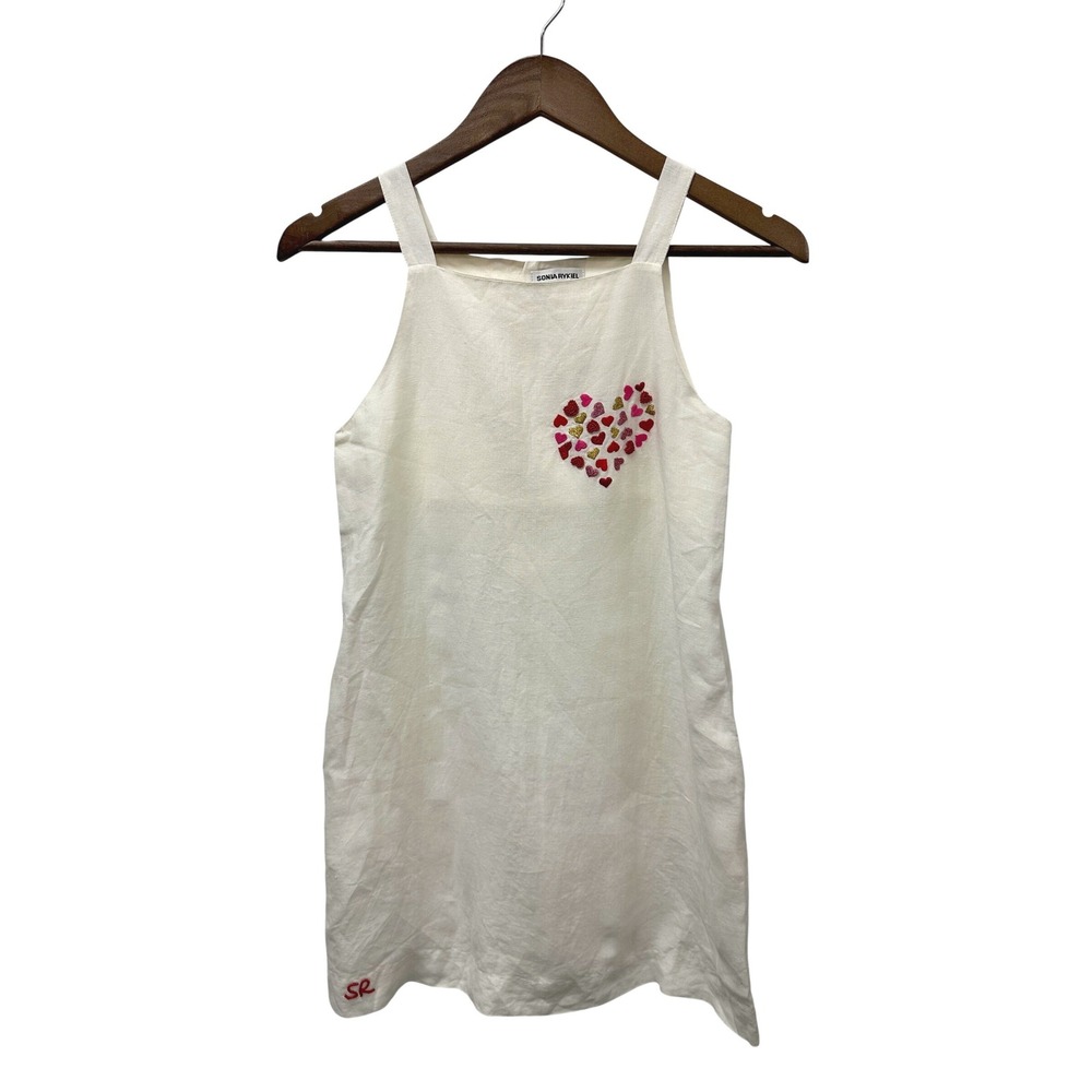 Sonia Rykiel Enfant Embellished Linen Dress White 10
